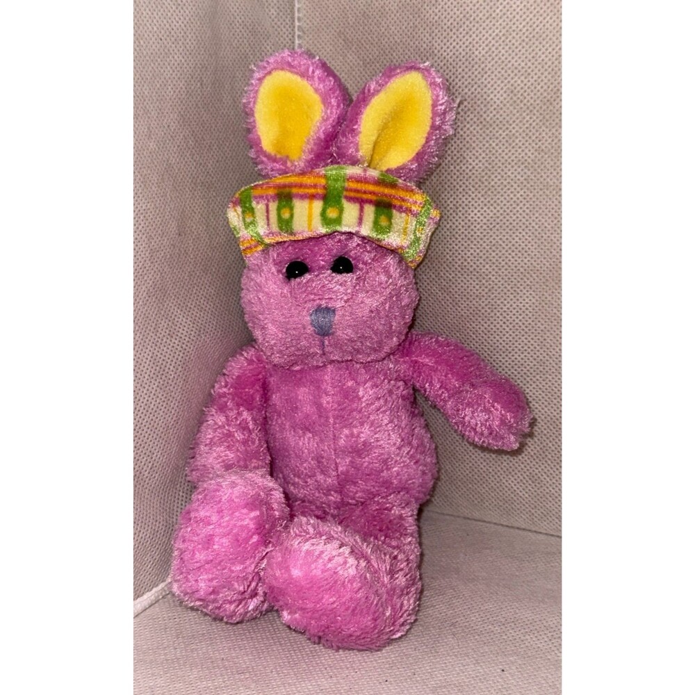 1999 GAC Pink Easter Rabbit Plush 11" H Bunny Spring Hat Stuffed Animal MINT